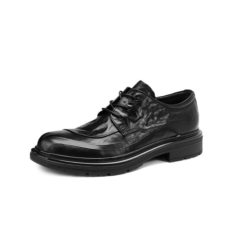 Voguhomme Casual Leather Shoes Men's Low Top Brown/Black