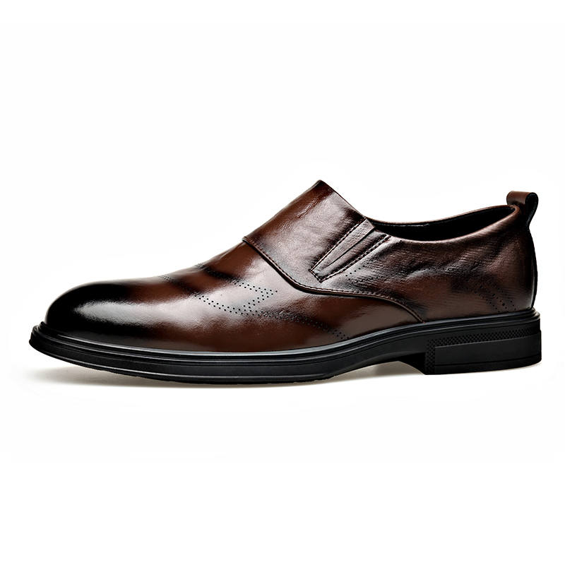 CITONGXIANSHENG Top Grain Cow Leather Casual Shoes Men's Brown