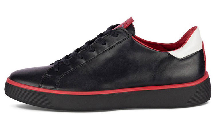 Ecco Fun Adventure Collection Leather Stylish Skateboarding Shoes Men's Black Red Color Block