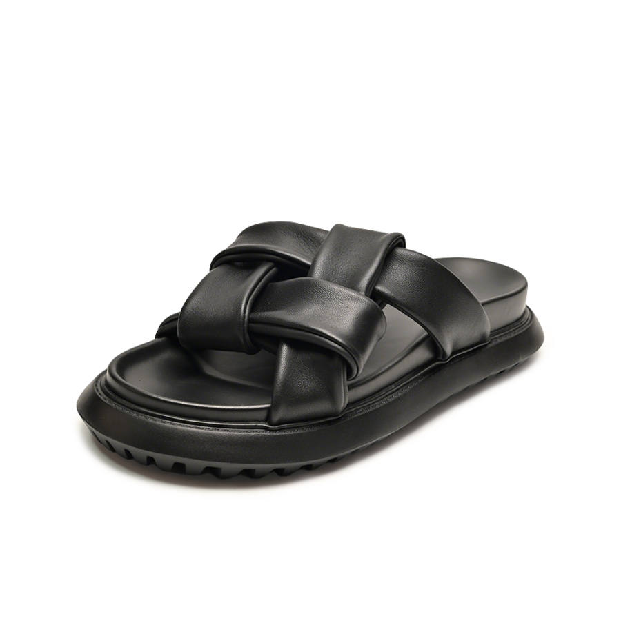 Brounvanm Rubber Foam Outsole Slip Resistant Slide Slippers Men's Black