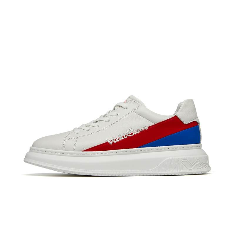 VICKI BROWN Fashion Color Block VICKI BROWN Cow Leather Low top Skateboard Shoes Men's