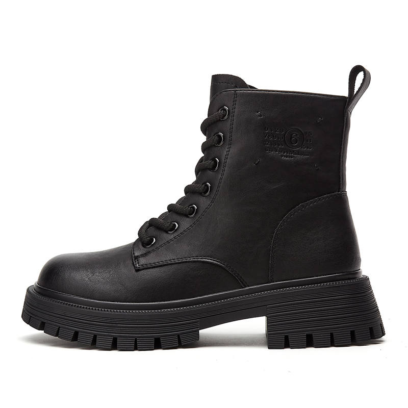 GONGNIUMEILI Microfiber Leather Short Combat Boots Women's