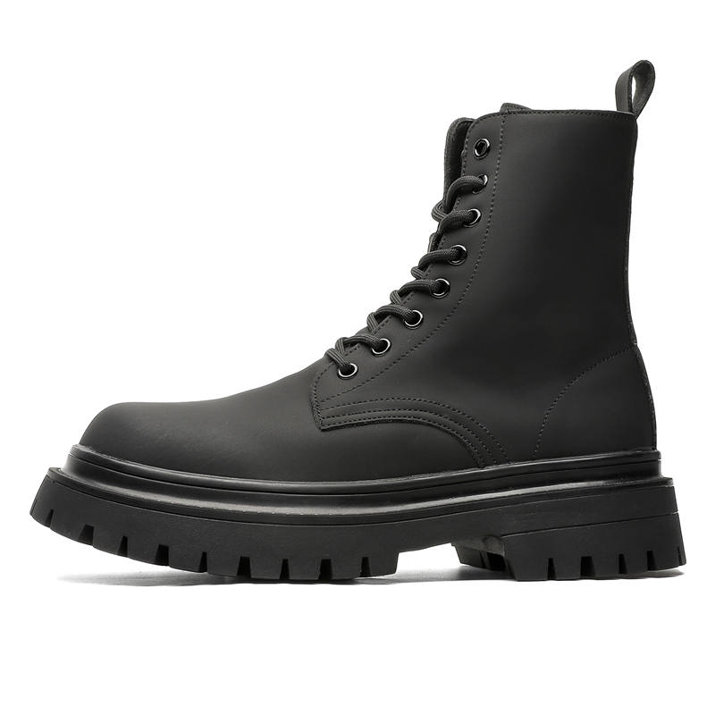 PINYI PINYI Microfiber Leather Short Combat Boots Men's Black