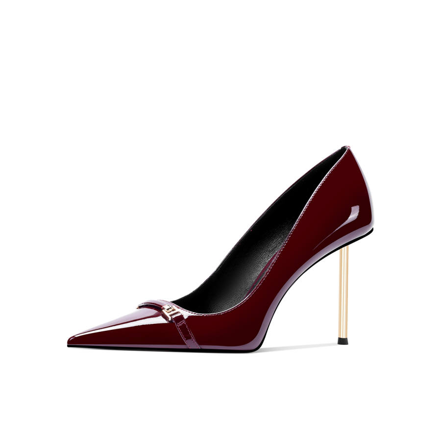 Shesrim Patent Leather Slim Heel High Heels Women's