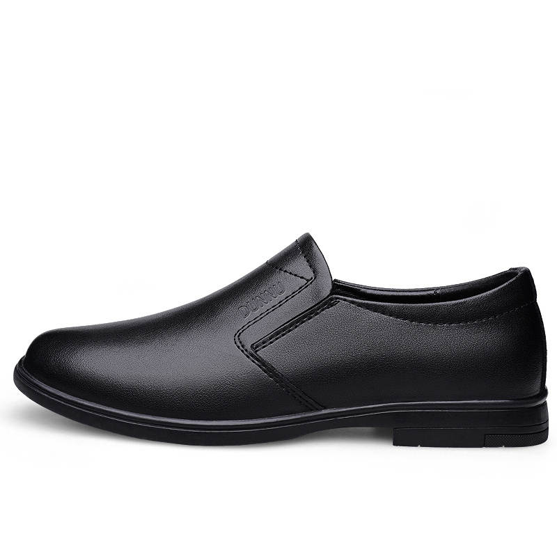 DUNNU Cow Split Leather Shoes Men's Black Smooth Finish