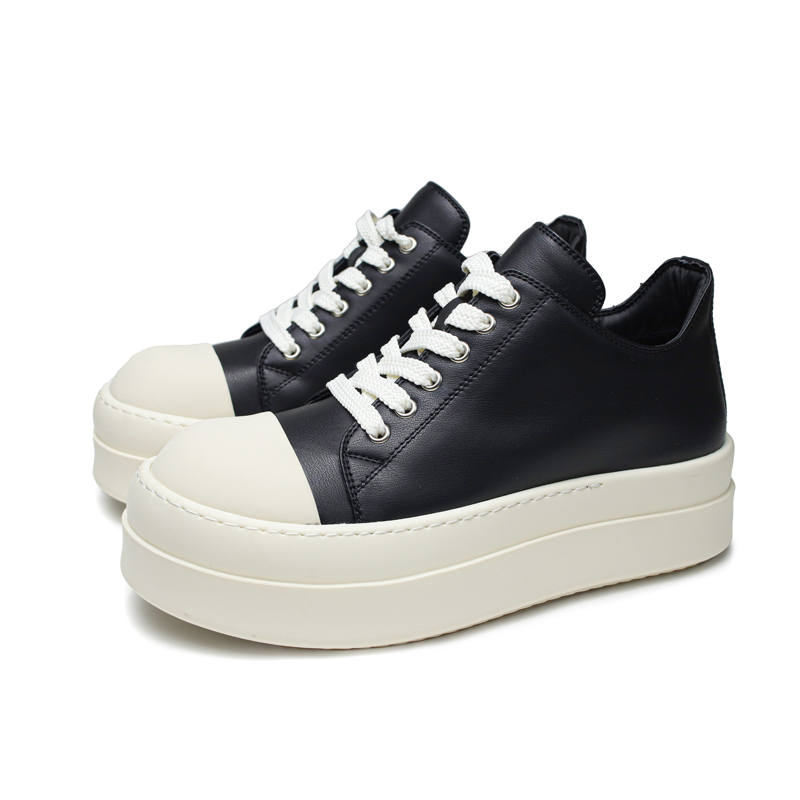 Xiwencha Microfiber Leather Low top Skateboard Shoes Unisex Black