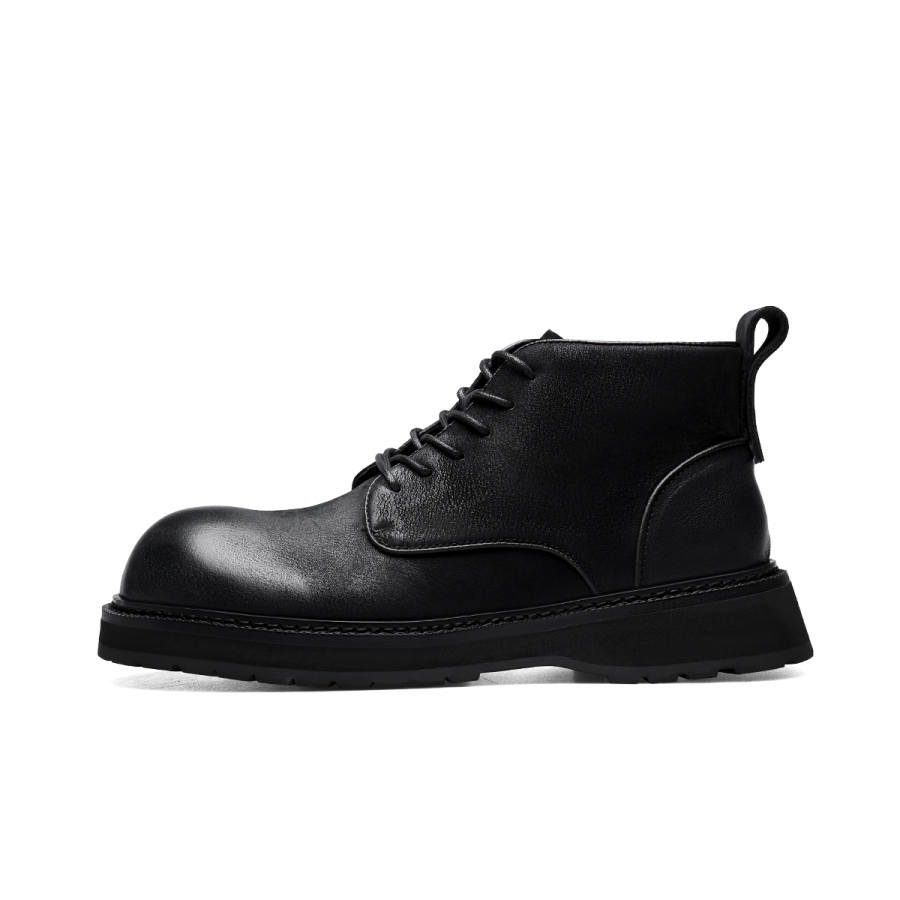 D:FUSE SCANDINAVIA D FUSE SCANDINAVIA Cow Leather Short Combat Boots Men's Black