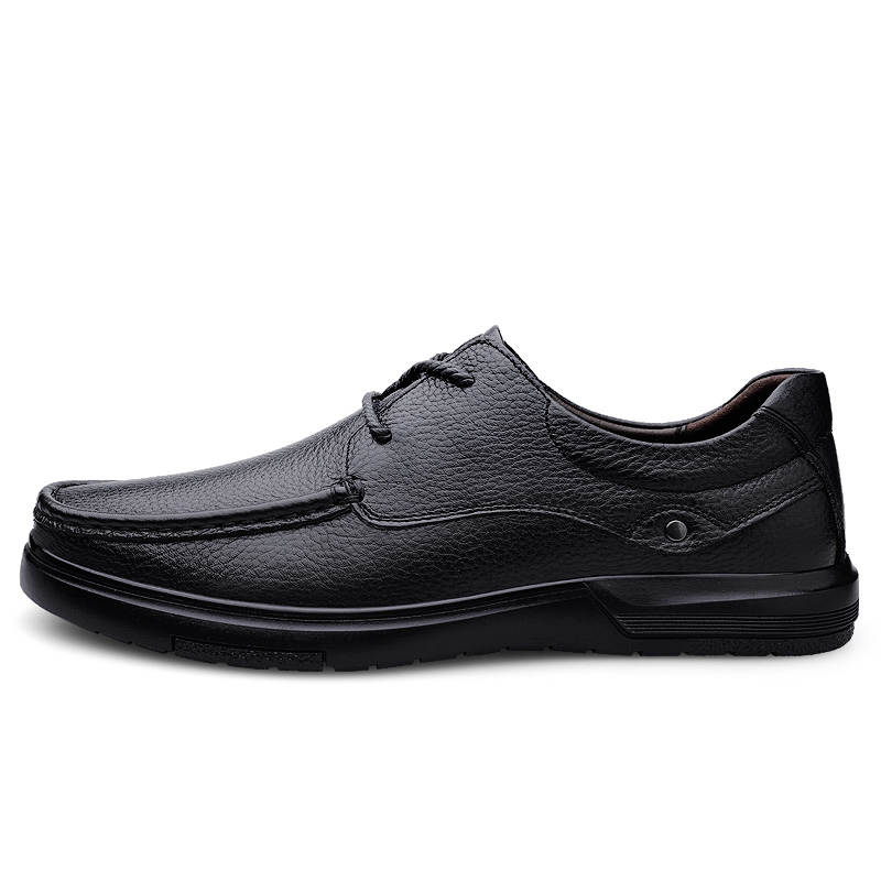 YINGLUNQISHI Top Grain Cow Leather Casual Shoes Men's Black