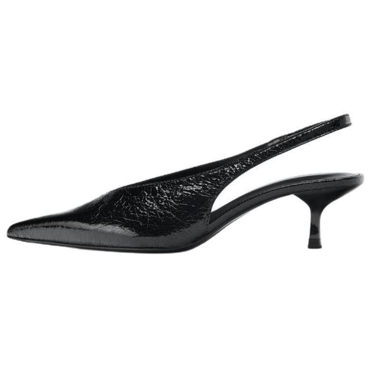 ZARA Pu Slim Heel High Heels 5.5cm Women's Black