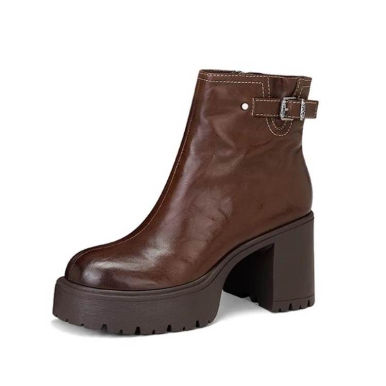 JESSICA SOPHIA Cow Leather Ankle Boots 7.5cm Women's