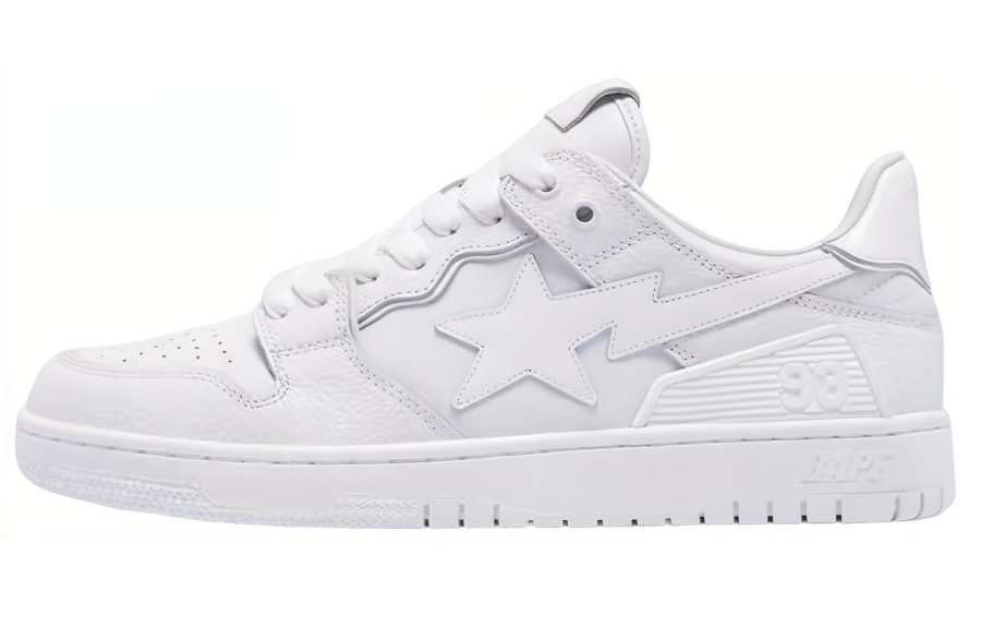 A BATHING APE SK8 STA Leather Low top Stylish Skateboarding Shoes Men's White