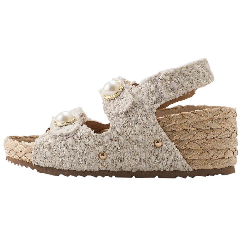 MIAOLV Sea Urchin Sweetheart Fabric One Strap Sandals Women's White