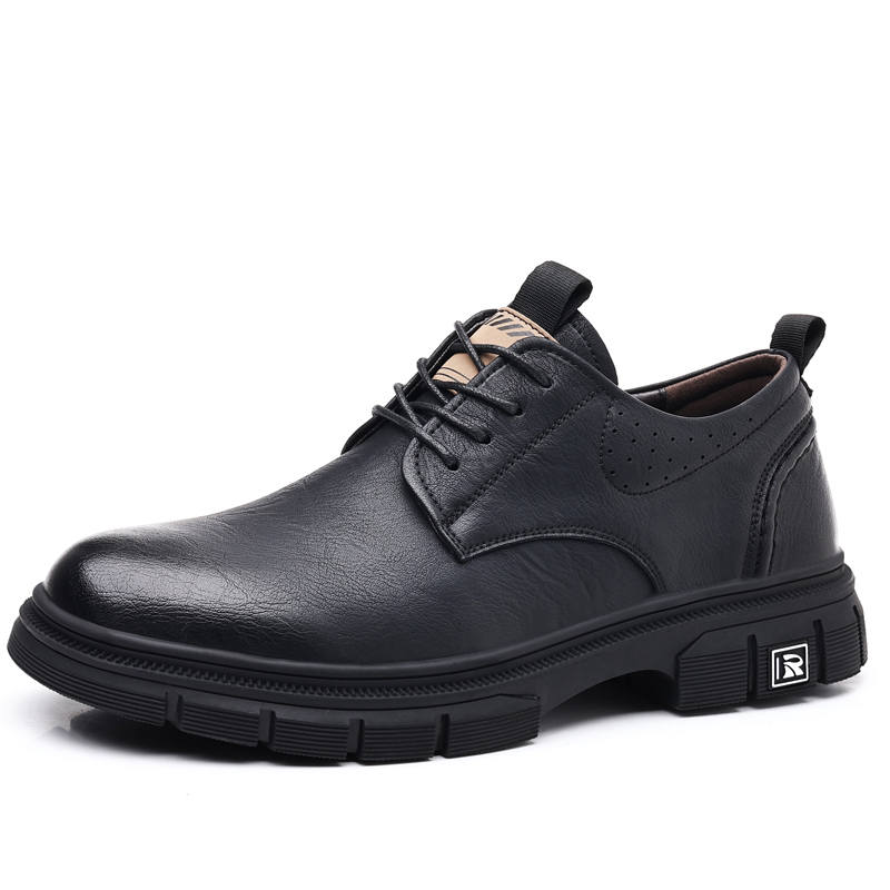 EGCHI Casual Leather Shoes Men's Mid Top Black/Brown