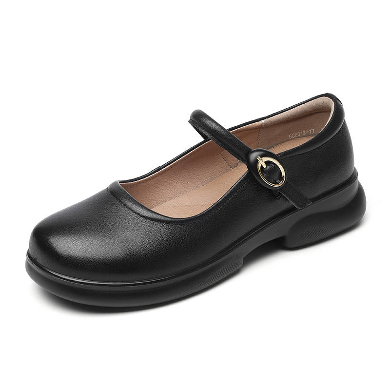 XINNUO Casual Collection Cow Leather Chunky Heel Mary Jane Shoes Women's