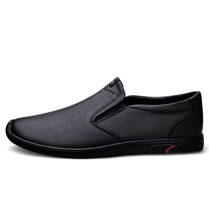 YINGLUNQISHI Top Grain Cow Leather Casual Shoes Men's Black