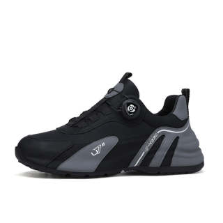 U7 Top Grain Cow Leather Low top Casual Shoes Men's Black Gray