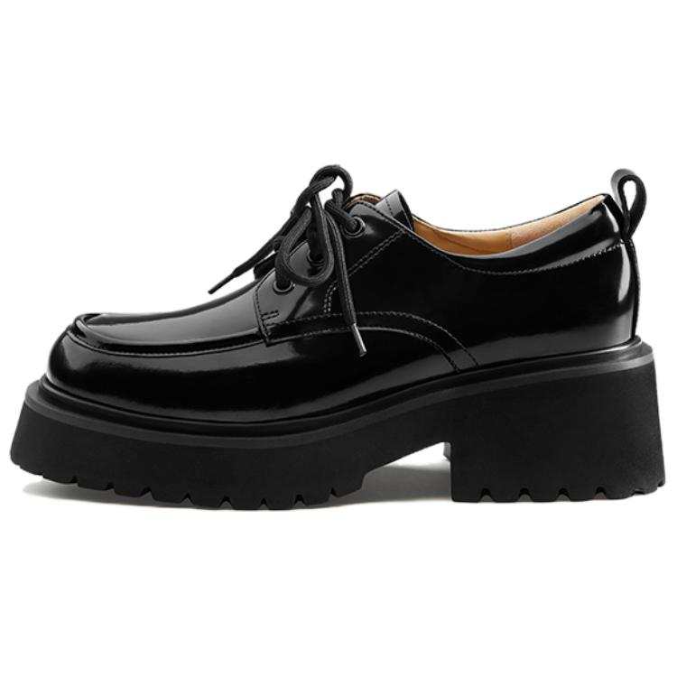 7or9 Thousand Layer Crisps Cow Leather Casual Shoes 6CM Women's Black