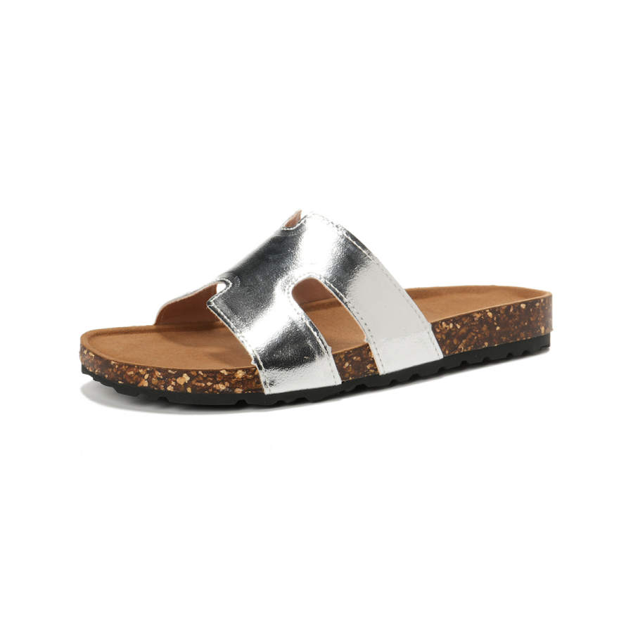 QITUMAUL Rubber Foam Outsole Slide Slippers Women's Silver