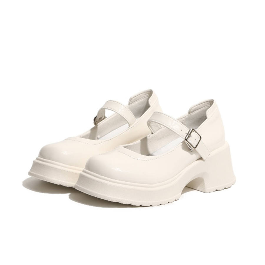 OBWA Microfiber Leather Platform Mary Jane Shoes 6.5cm Women's