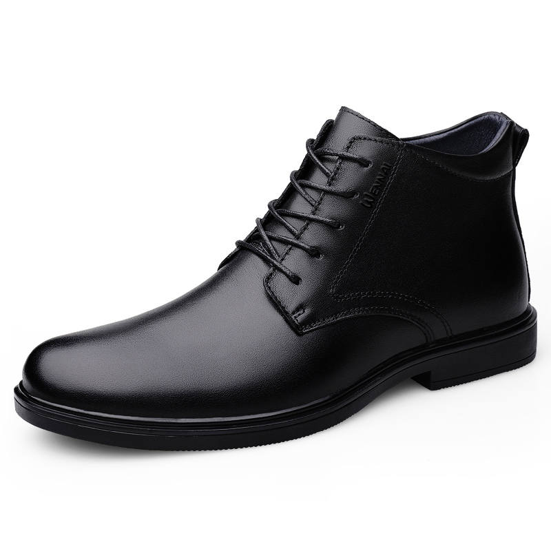WENNAI Top Grain Cow Leather Ankle Boots Men's Black