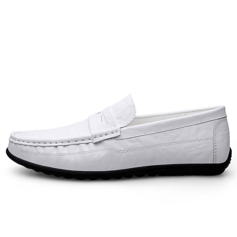 YINGLUNQISHI Cow Leather Casual Shoes Men's White