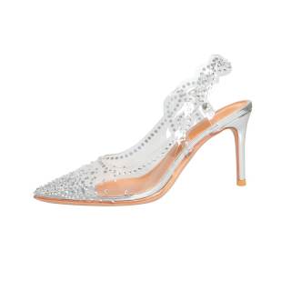 Yeezyy Reezy PVC Slim Heel High Heels 8cm Women's Silver
