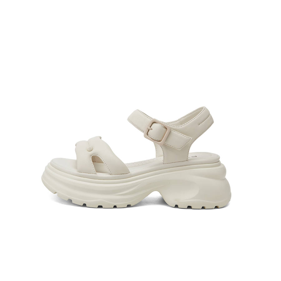 PT'SON Beach Sandals Women's Cream White/Soft Silk Apricot