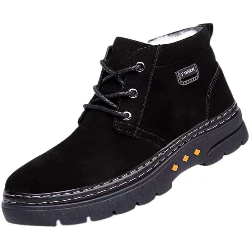 NIANZOUSUO Abrasion Resistant Thickened And Fleece Lined, Thermal Slip Resistant Short Snow Boots Men's