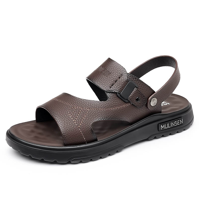 Mulinsen Top Grain Cow Leather Beach Sandals Men's