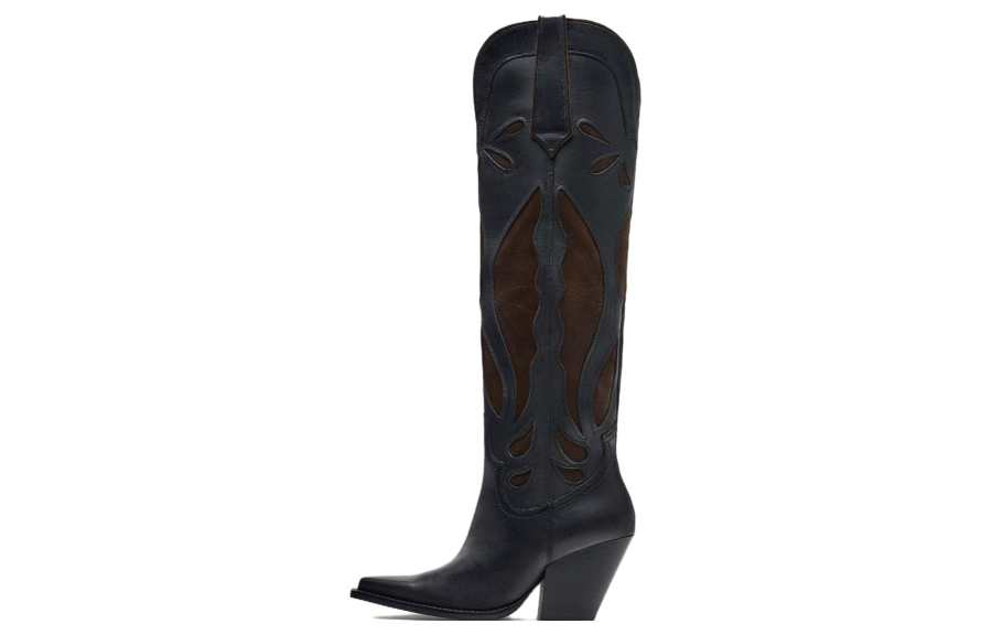 ZARA Leather Knee high Boots 7cm Women's Black