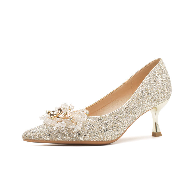 ZUOMILUO Slim Heel High Heels Women's Gold