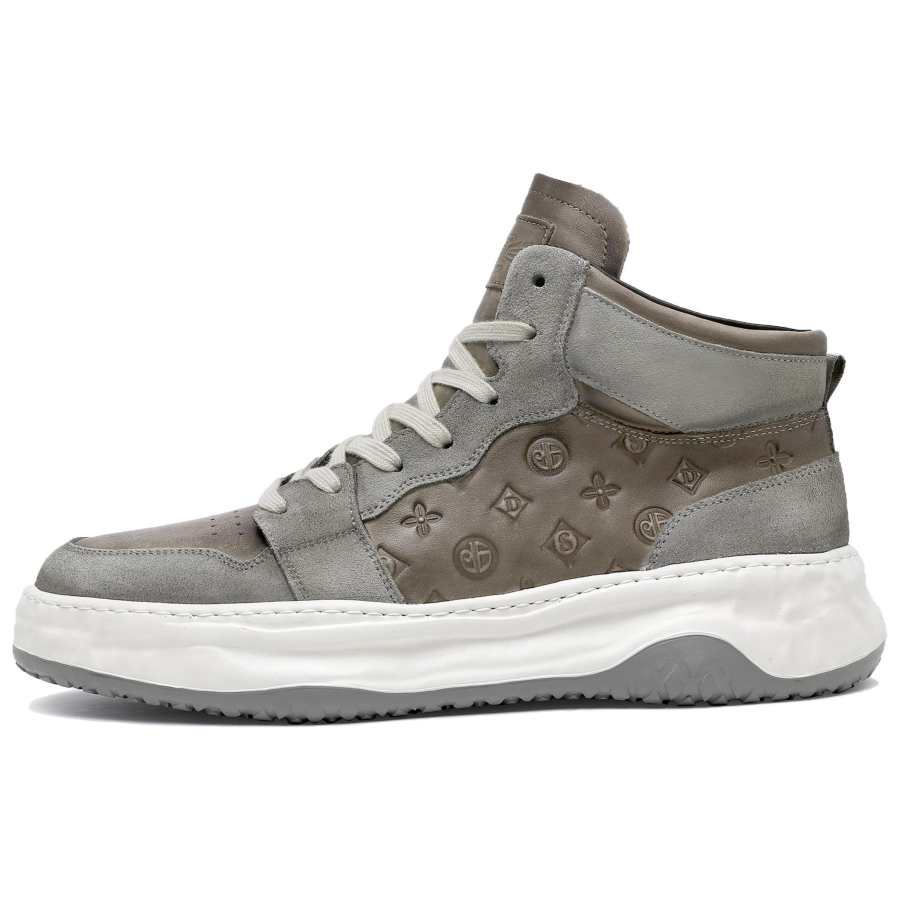 Desai Top Grain Cow Leather Slip Resistant, Abrasion Resistant, Thermal Mid top Casual Shoes Men's Gray