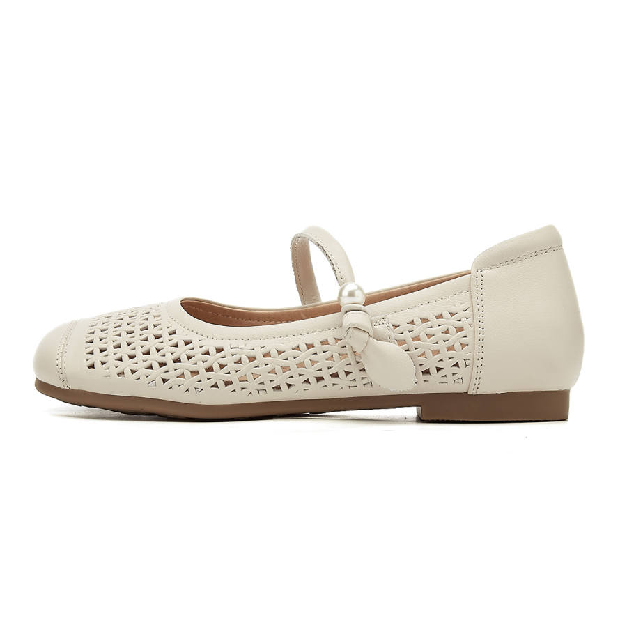 SHOUBA Cow Leather Casual Shoes Women's Beige