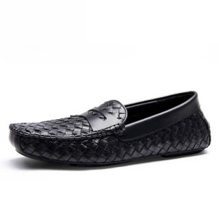 Brounvanm Top Grain Cow Leather Casual Shoes Men's Black