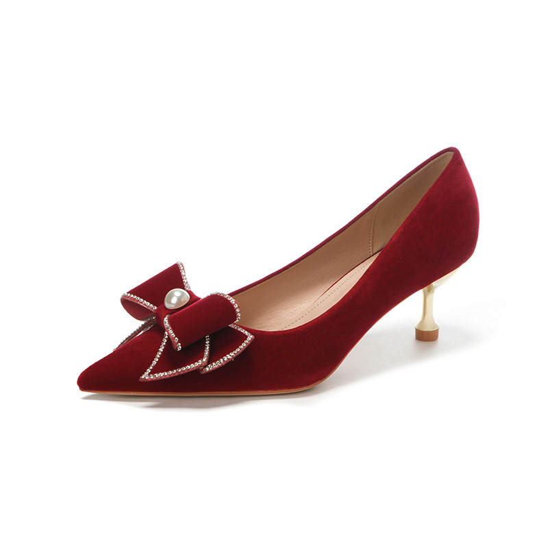 Bamiti Leather Slim Heel High Heels Women's Burgundy