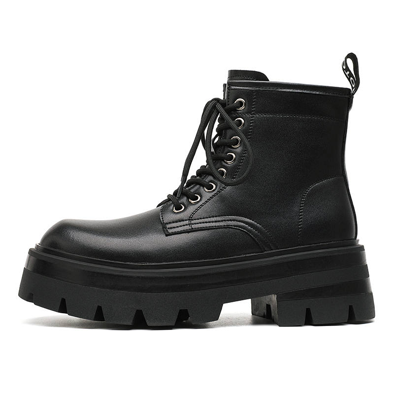ZONEJOY ZONEJOY Synthetic Leather Crew Combat Boots Men's Black