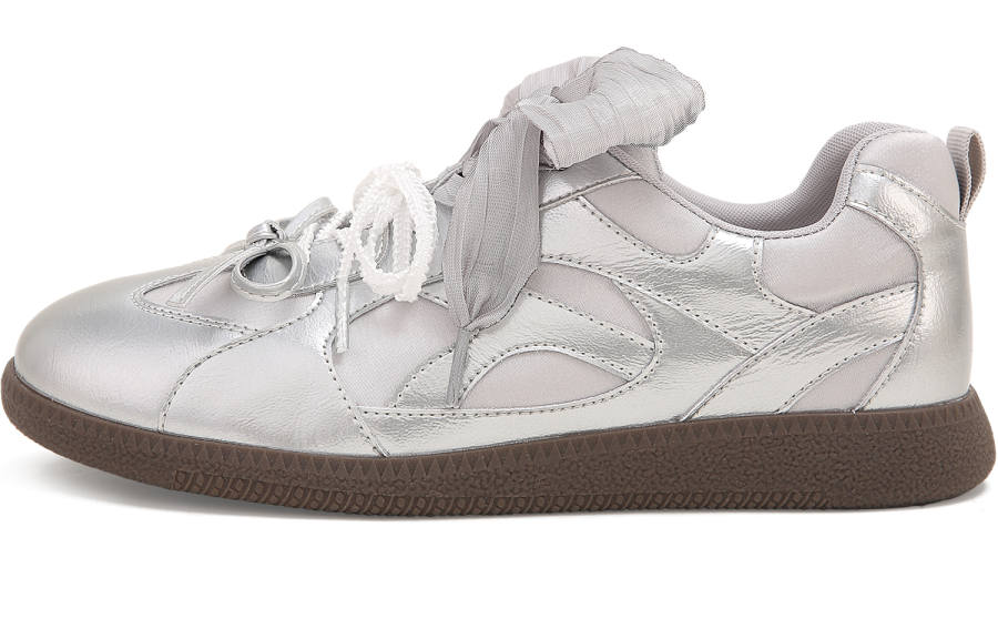 TTKJ Urban Chic Style Soft Ballet Inspired Silver German Army Trainers Abrasion Resistant Lightweight Breathable