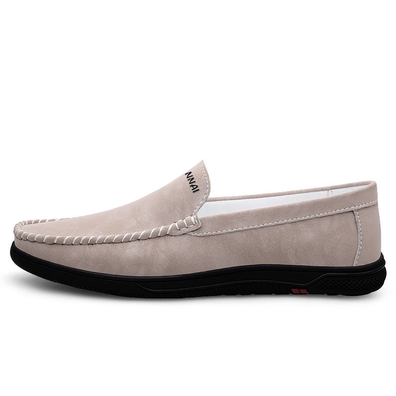 WENNAI Cow Split Leather Casual Shoes Men's Beige