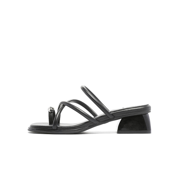 DUSTO DUSTO Stitching Leather Patchwork Slide Slippers Women's