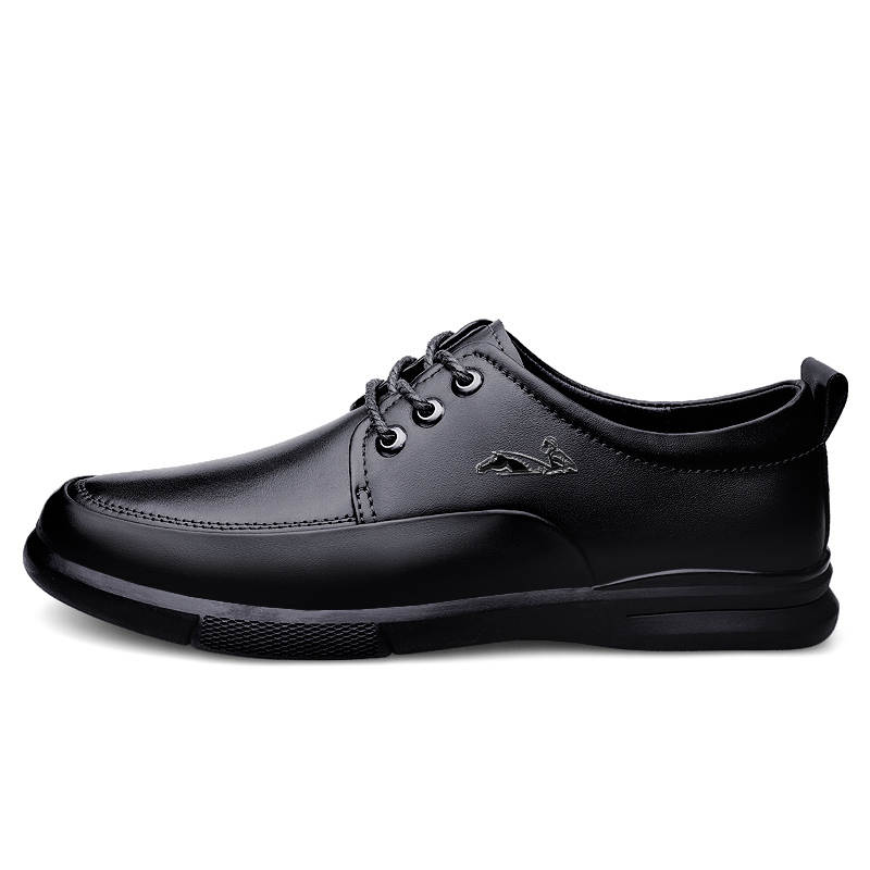 YINGLUNQISHI Top Grain Cow Leather Casual Shoes Men's Black