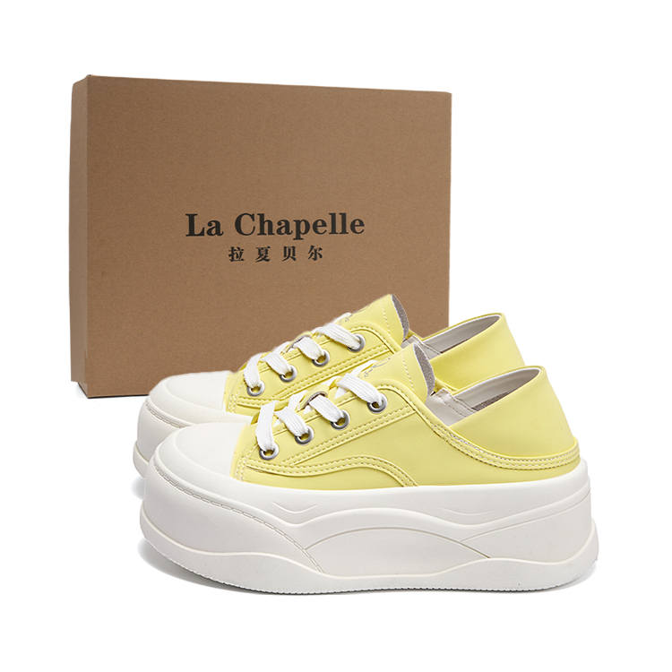 La Chapelle Height Increasing Abrasion Resistant Low top Skateboard Shoes Women's Yellow