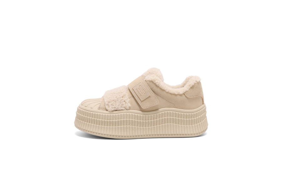 BELLE Shell Head Plush Leather Casual Platform Comfortable Versatile Fashion Thermal Slip Resistant Abrasion Resistant