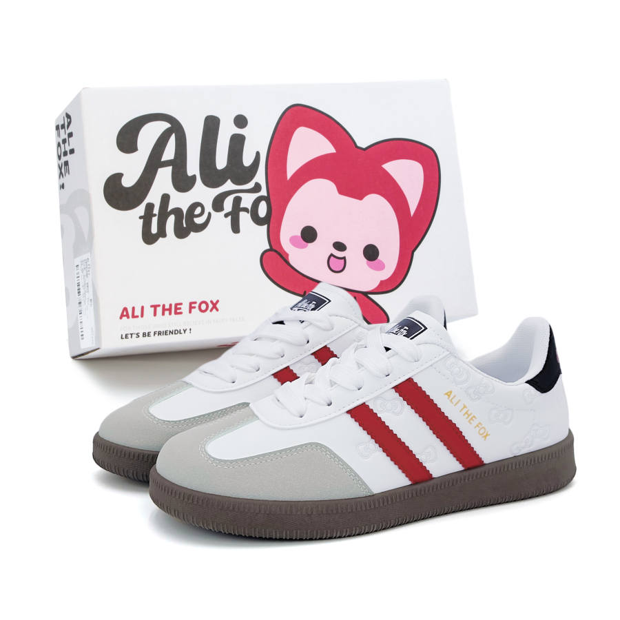 ALI THE FOX Vintage T Connectors Low top German Army Trainers Women's White Red