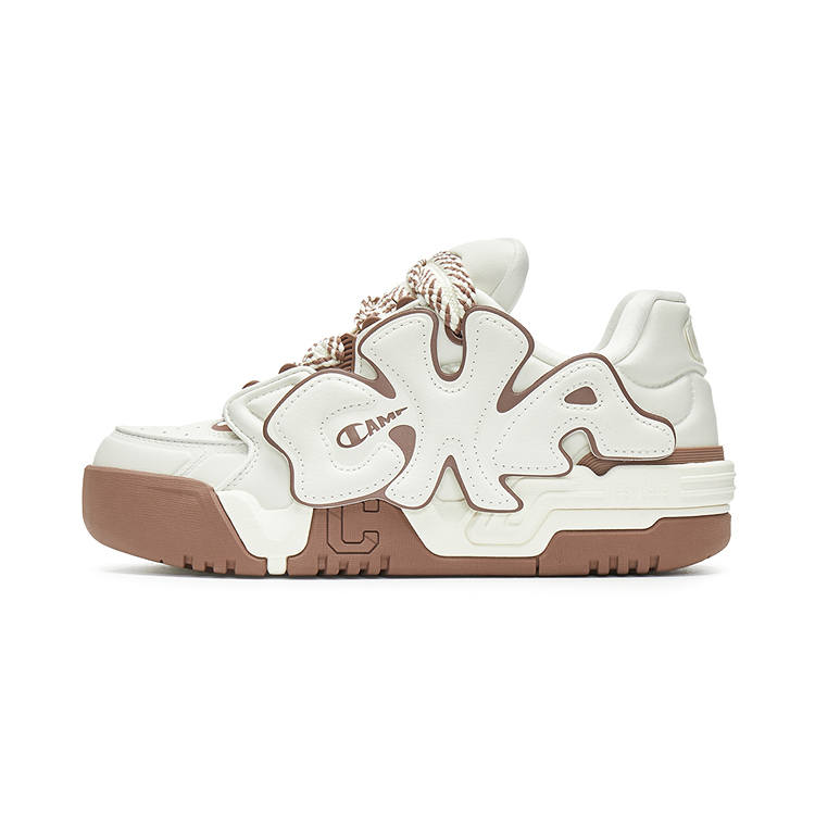 Champion Coco Skate Buckle Low top Skateboard Shoes Women's Milk White/Roasted Almond Brown