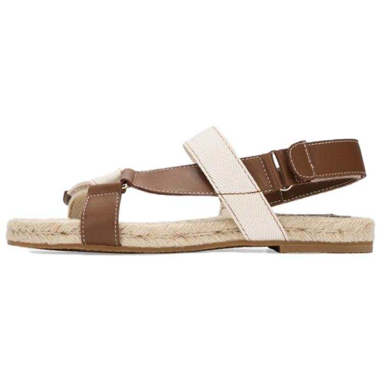 73Hours Raw Chocolate Cookie Cow Leather One Strap Sandals Women's Beige Brown