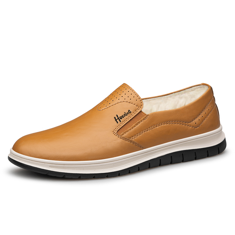 HAOXING HAOXING Cow Split Leather Casual Shoes Men's Light Brown