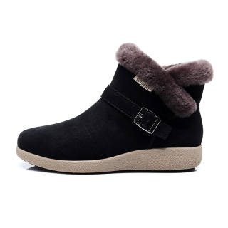 GUOLUOFEI Nubuck Thermal Fleece Lined Thermal Zipper Platform Short Snow Boots 3.5cm Women's