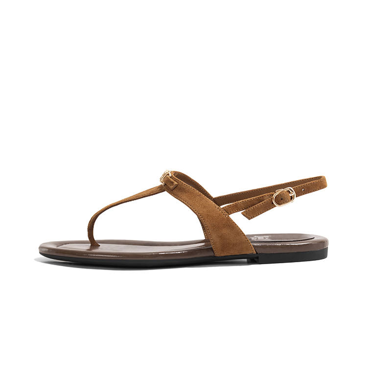 LAOMIAO Nubuck One Strap Sandals Women's Brown