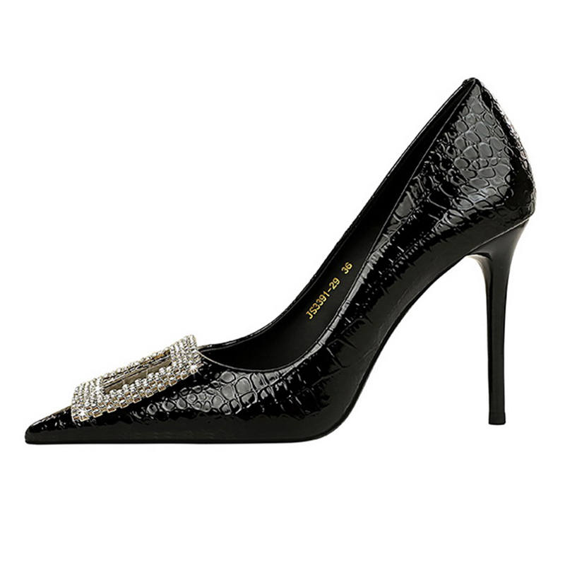 QITUMAUL Patent Leather Slim Heel High Heels Women's