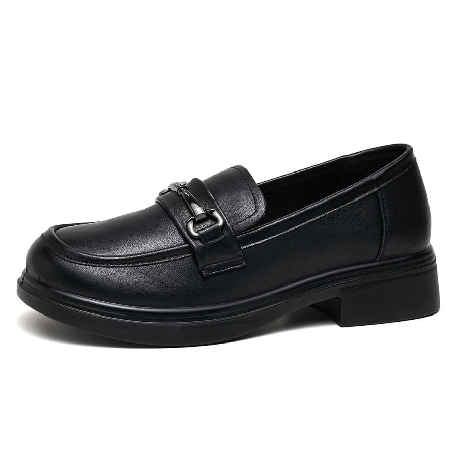 HUITE Cow Leather Loafers Women's Black